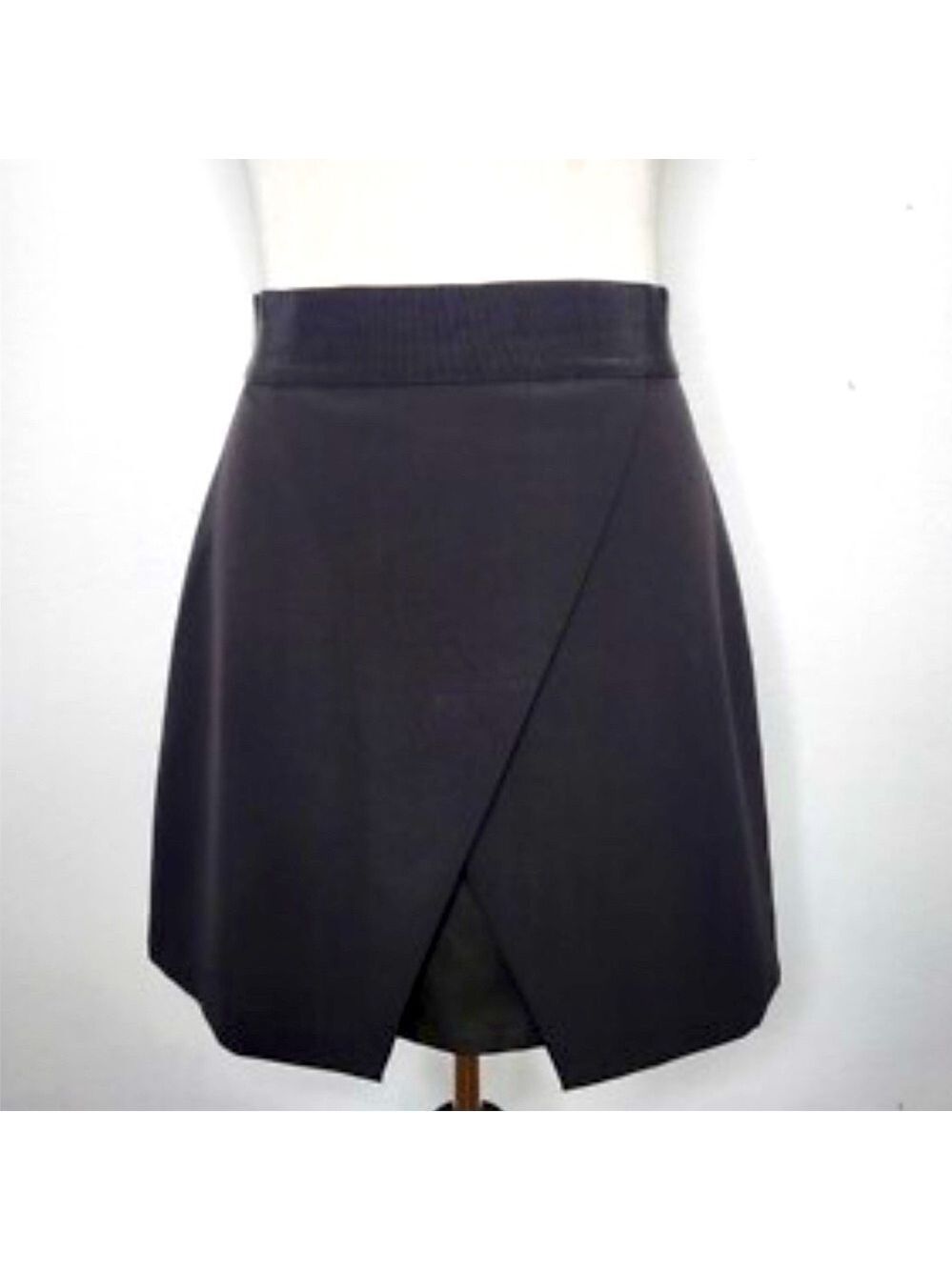 New Alice + Olivia Ericka Overlap Lambs Leather Panel Mini Skirt size 12